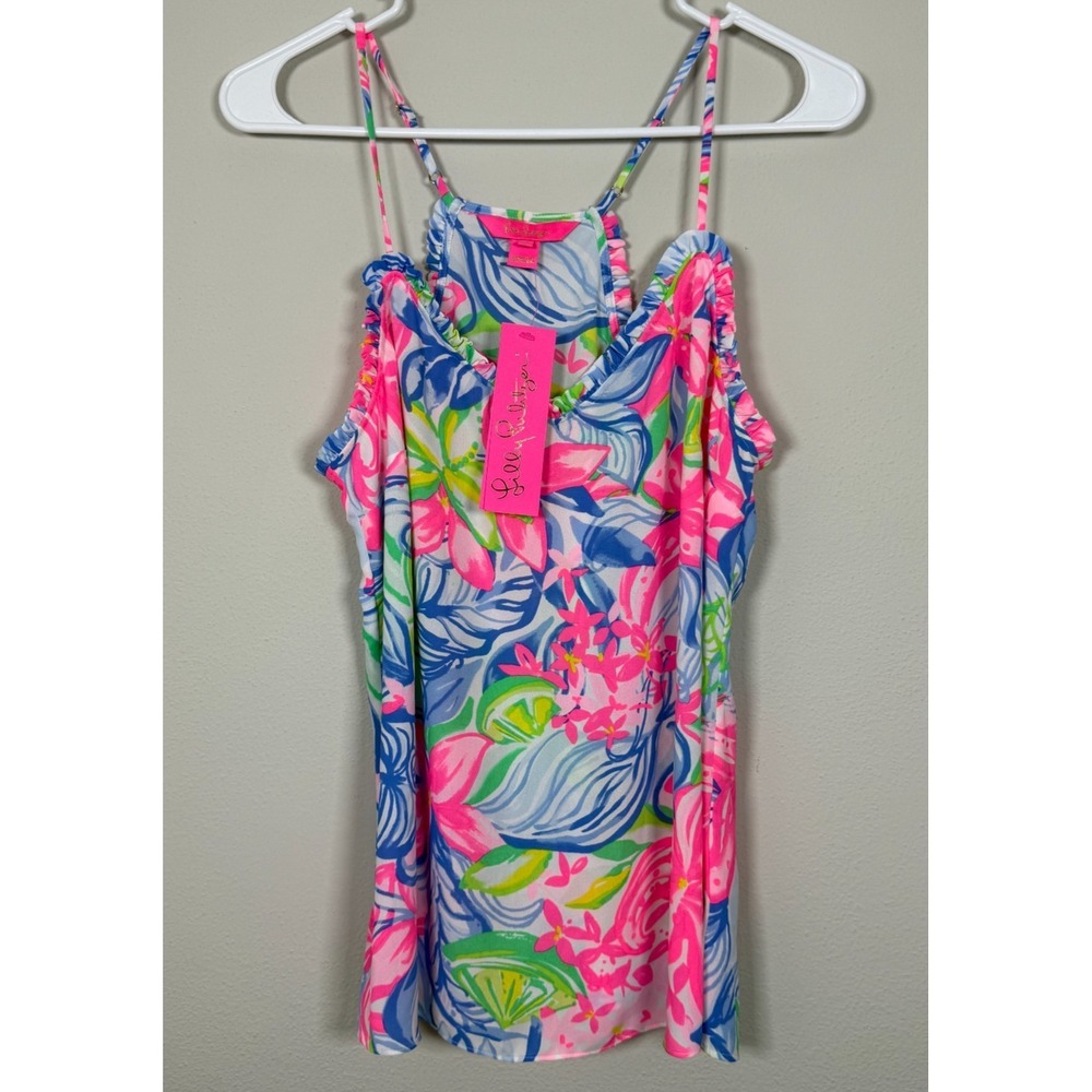 Lilly Pulitzer Ruffled Dusk Top M Havana Cocktail Floral Cami NWT